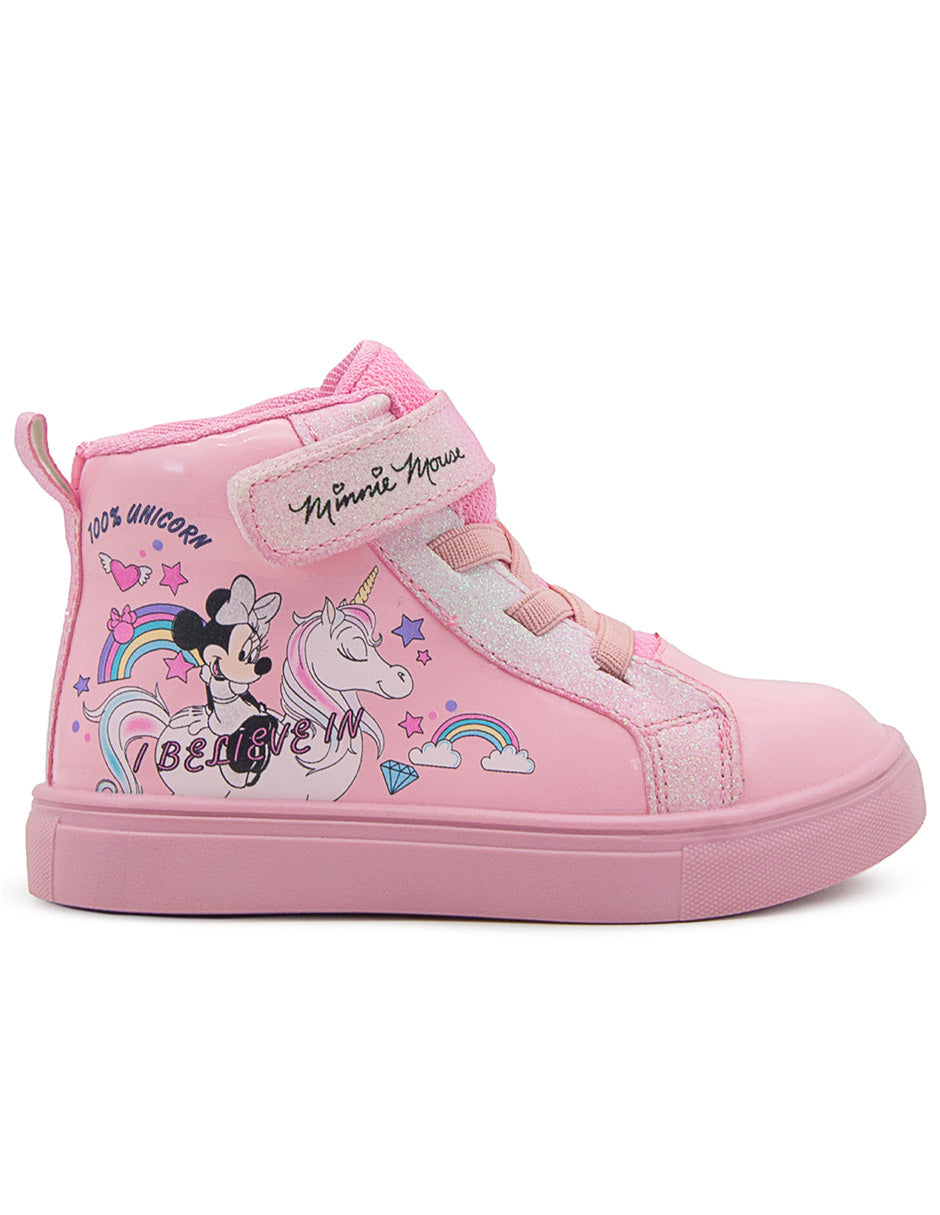Tenis Bota Niña Minnie Mouse & Unicornio Rosa Tropicana