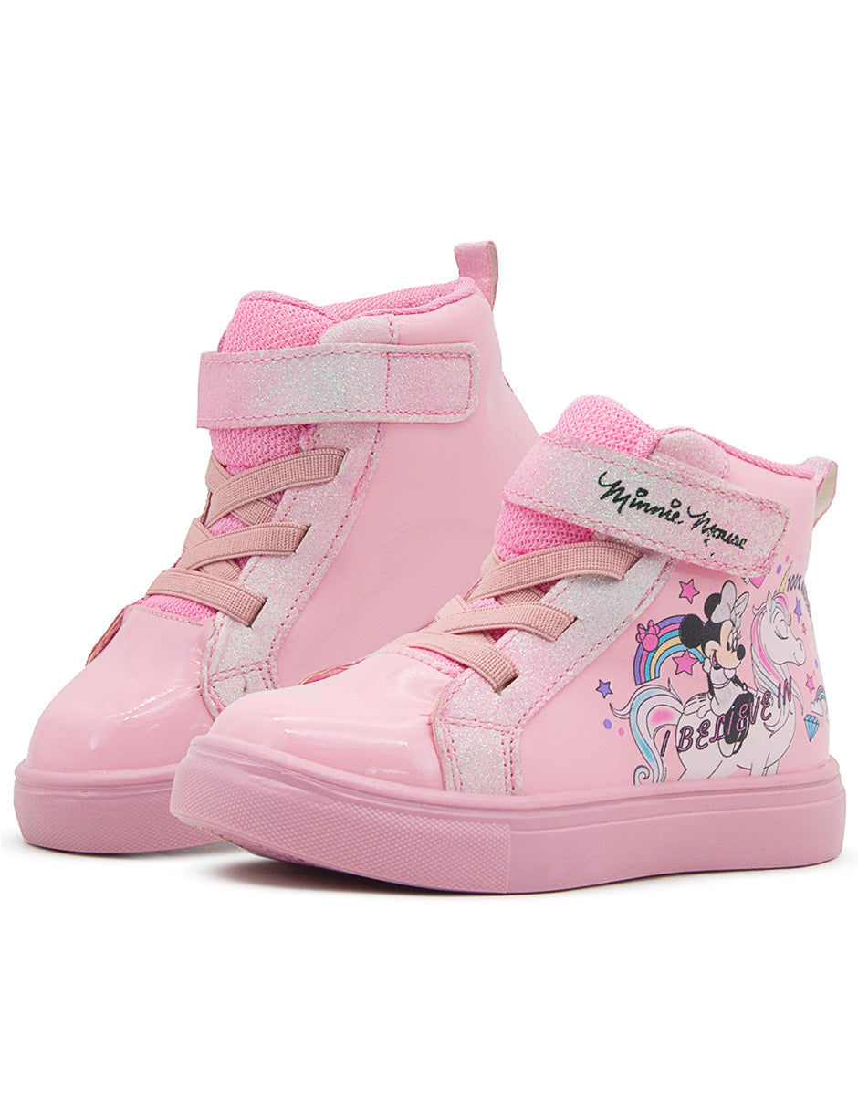 Tenis Bota Niña Minnie Mouse & Unicornio Rosa Tropicana