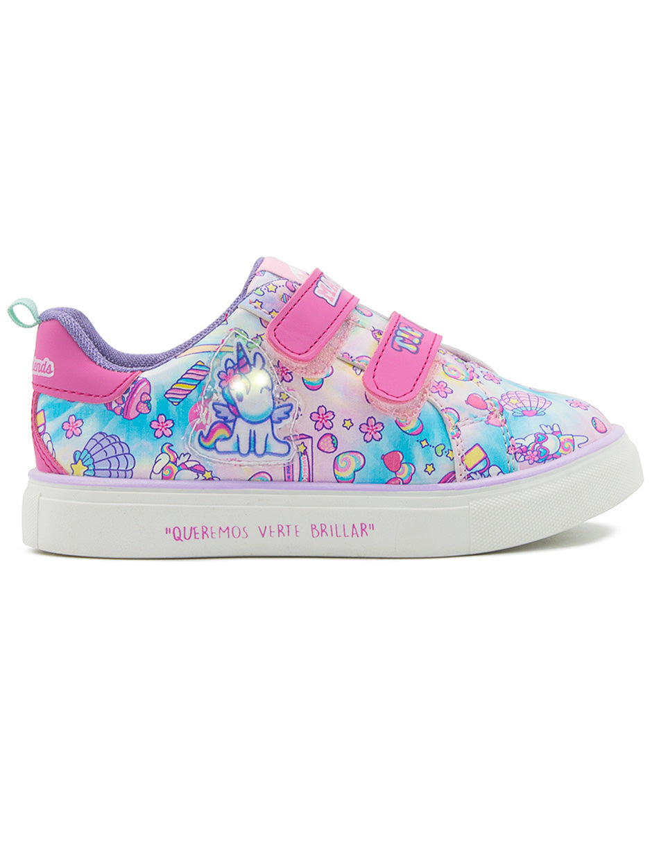 Tenis Niña LED Doble Tira Contactel Unicornio Tropicana