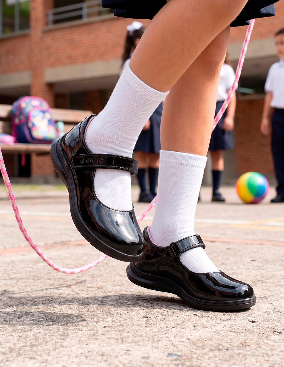 Escolar Para Niña Vavito Charol Negro