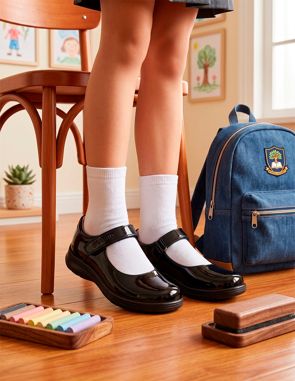 Escolar Para Niña Vavito Charol Negro