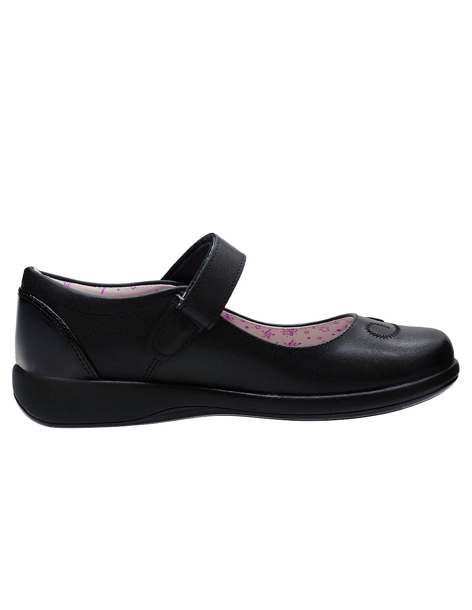 Zapato Escolar Negro Napa Flor Mary Jane  Niña Vavito