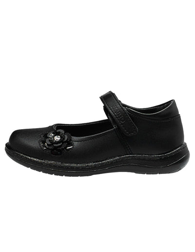 Zapato Escolar Negro Napa Flor Mary Jane Niña Vavivo®