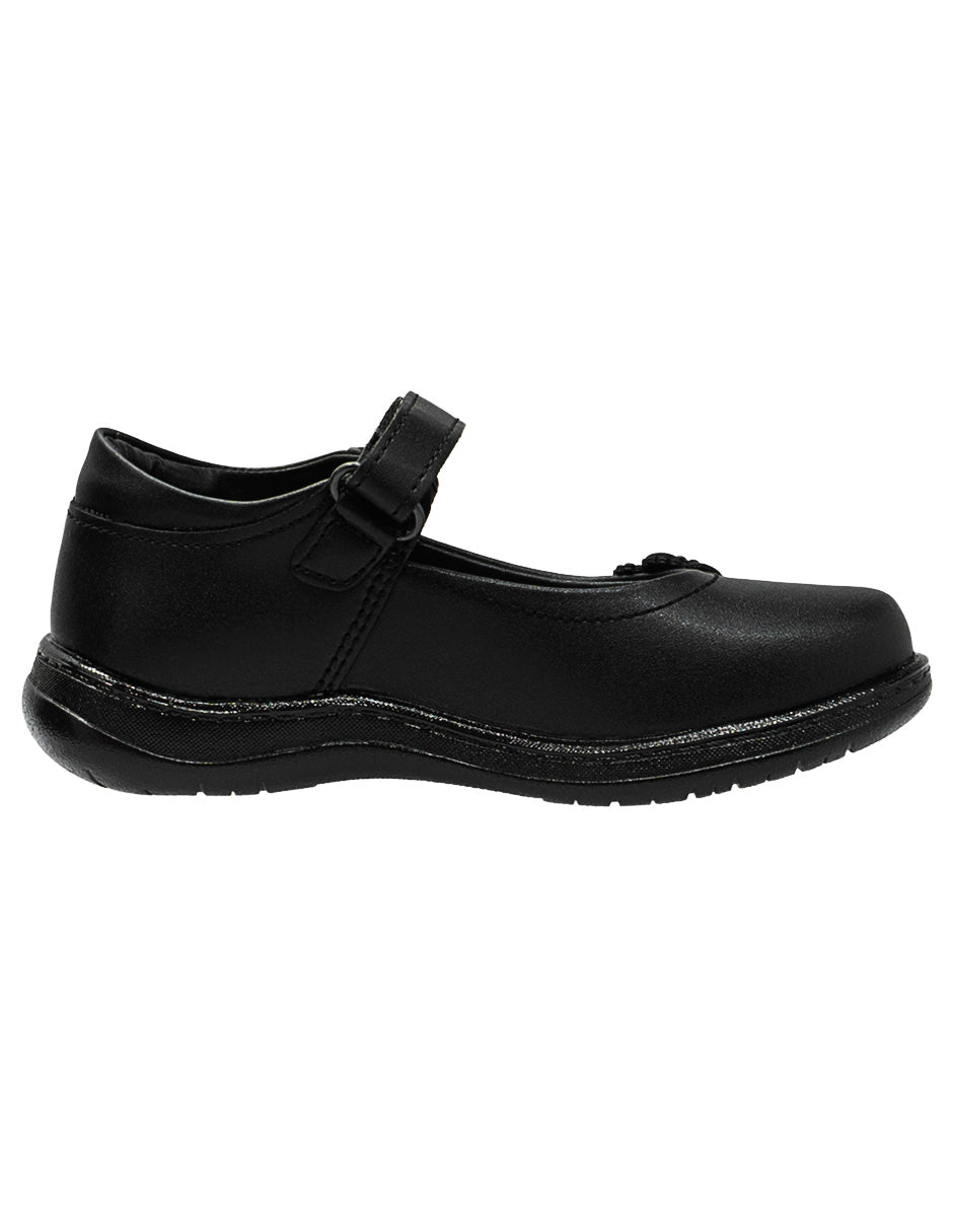 Zapato Escolar Negro Napa Flor Mary Jane Niña Vavivo