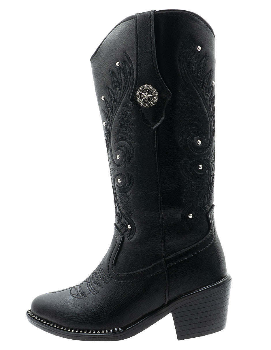 Bota Vaquera Bordado Western Negro Niña Wildcat®