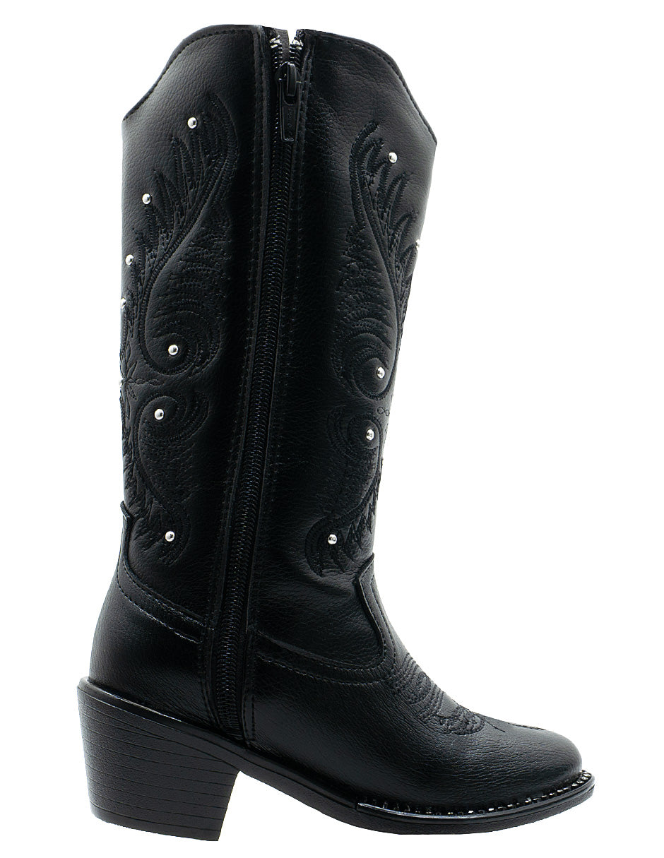 Bota Vaquera Bordado Western Negro Niña Wildcat®