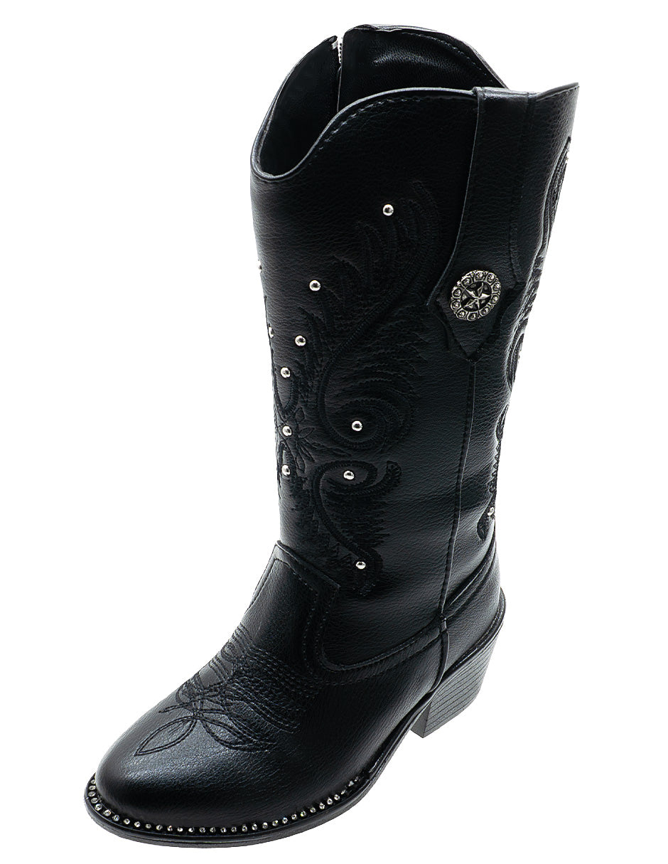 Bota Vaquera Bordado Western Negro Niña Wildcat®