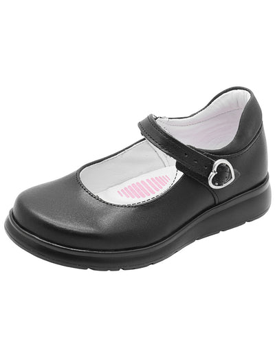 Zapato Niña Escolar Mary Jane Piel Sintética Negra Suela Ergonómica Yuyin