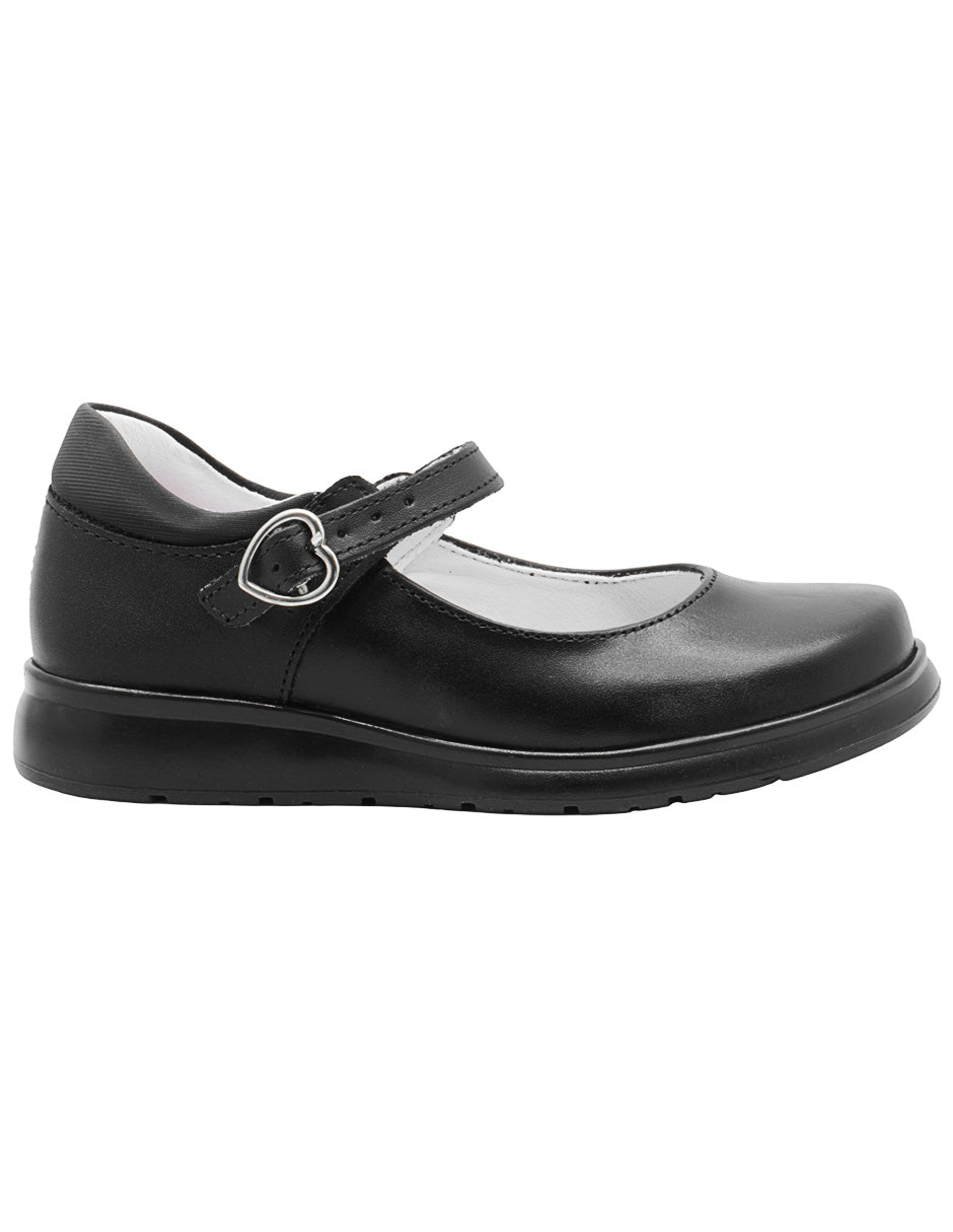 Zapato Niña Escolar Mary Jane Piel Sintética Negra Suela Ergonómica Yuyin