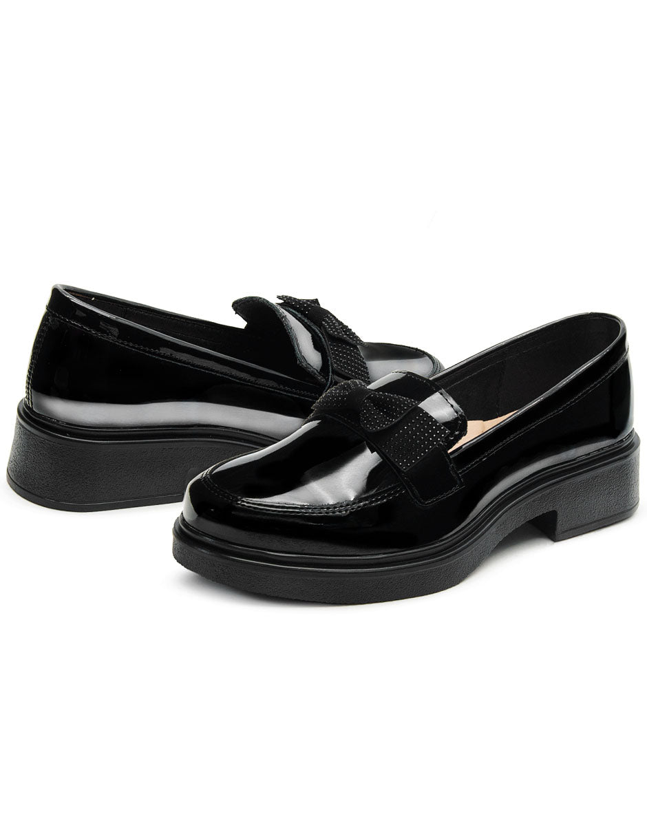 Mocasín Chunky Escolar Niña Charol Negro Yuyin