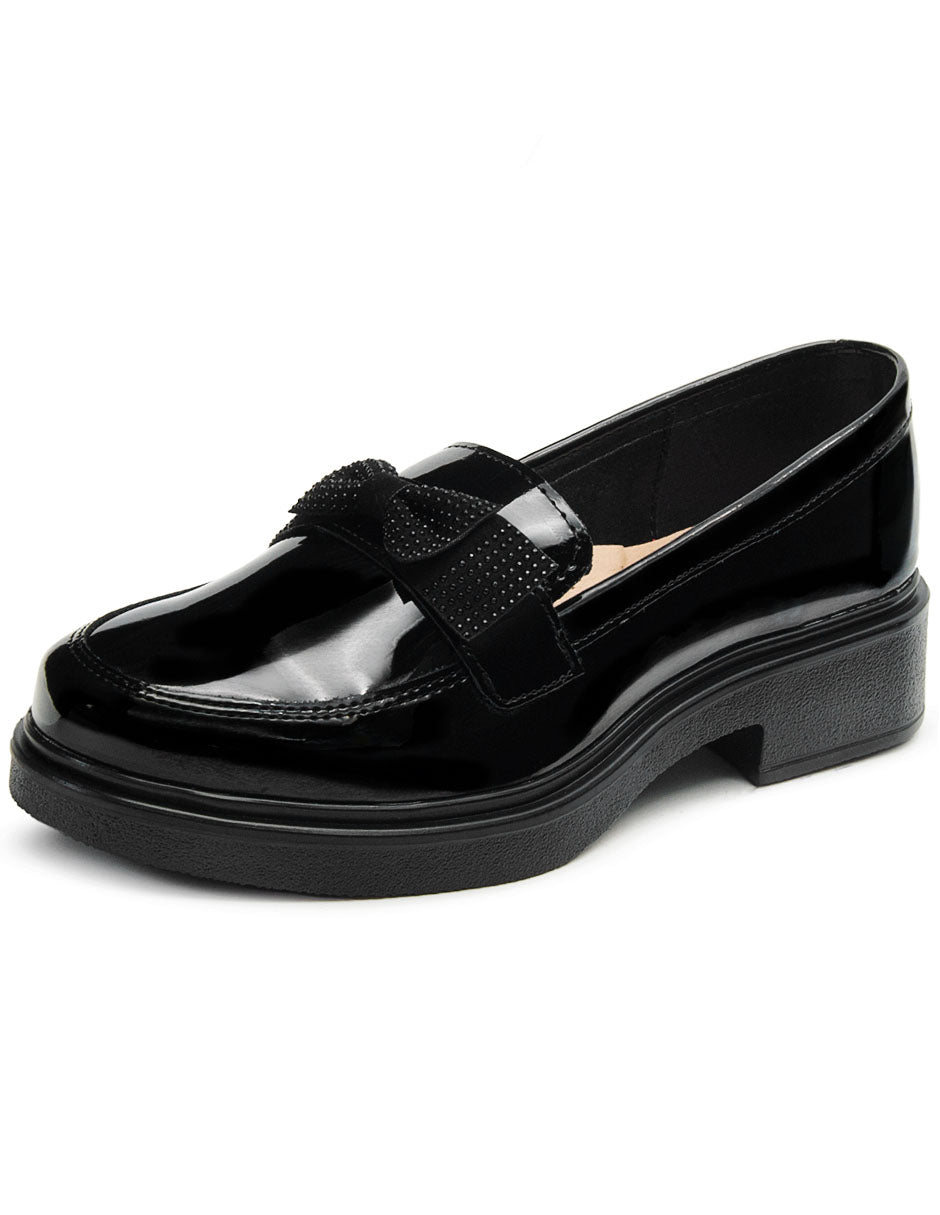 Mocasín Chunky Escolar Niña Charol Negro Yuyin