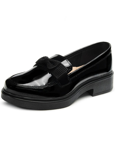 Mocasín Chunky Escolar Niña Charol Negro Yuyin
