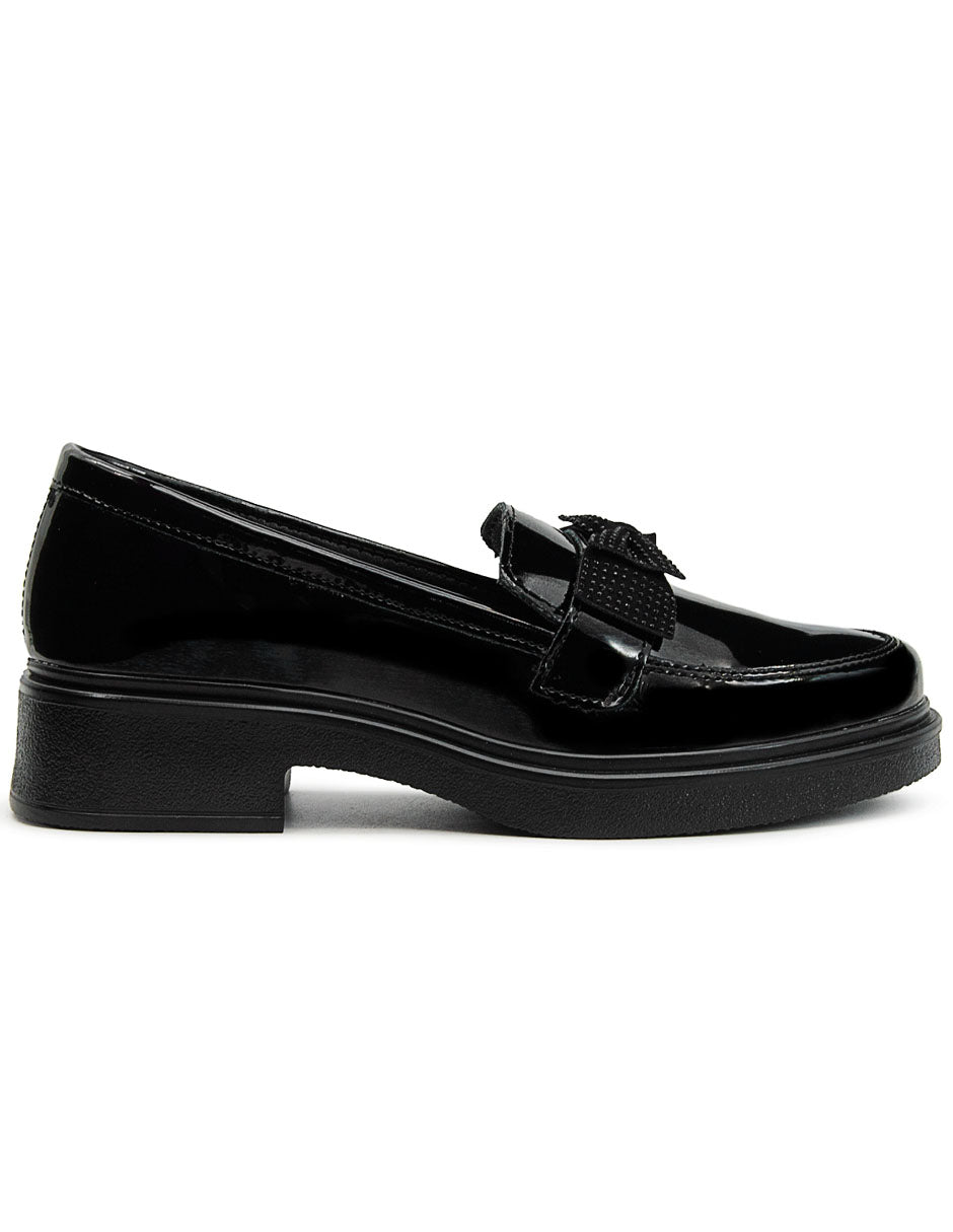 Mocasín Chunky Escolar Niña Charol Negro Yuyin