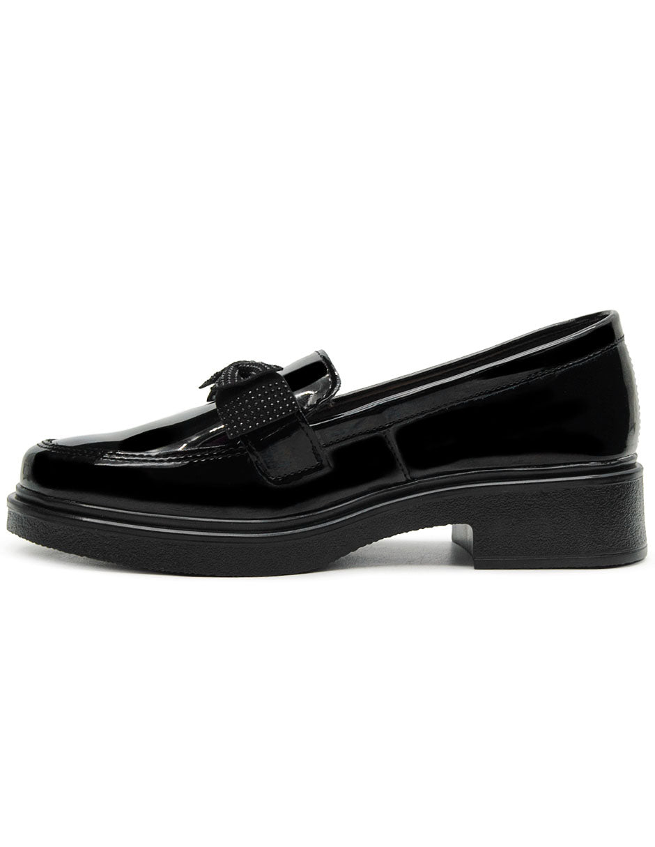 Mocasín Chunky Escolar Niña Charol Negro Yuyin