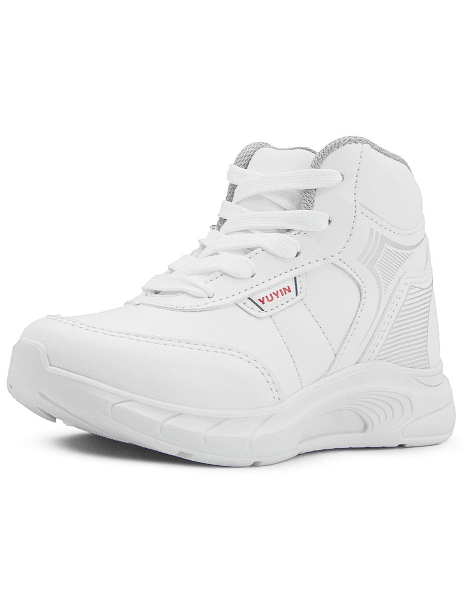 Tenis Escolar Blanco Tipo Bota Niño Antiderrapante Yuyin