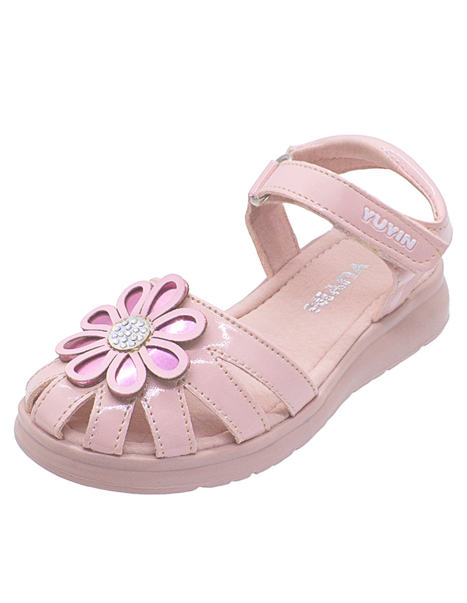 Sandalia Casual Niña Charol Rosa Pastel Yuyin
