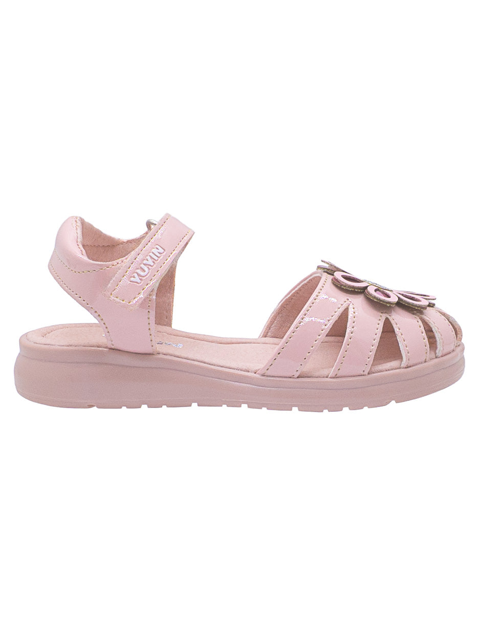 Sandalia Casual Niña Charol Rosa Pastel Yuyin