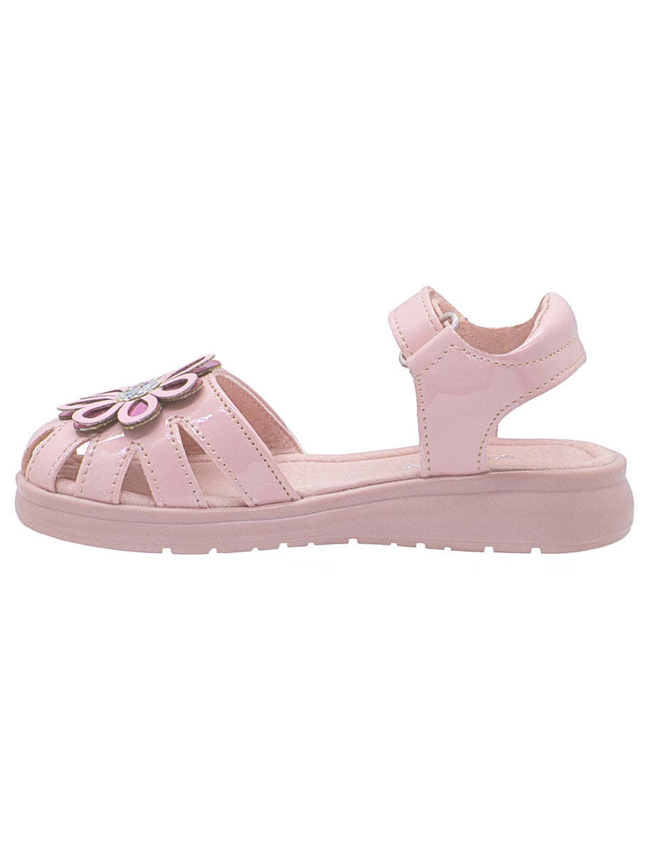 Sandalia Casual Niña Charol Rosa Pastel Yuyin