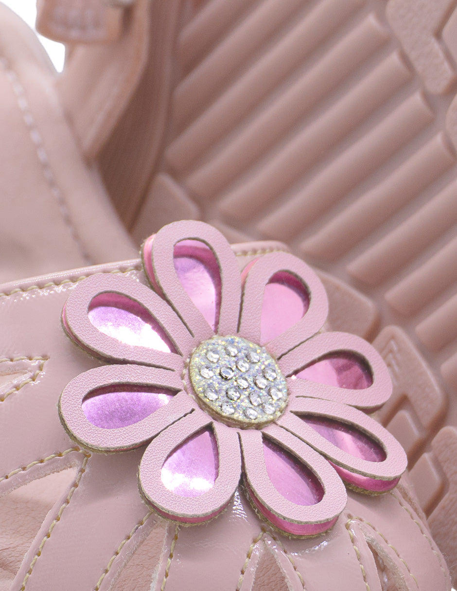 Sandalia Casual Niña Charol Rosa Pastel Yuyin