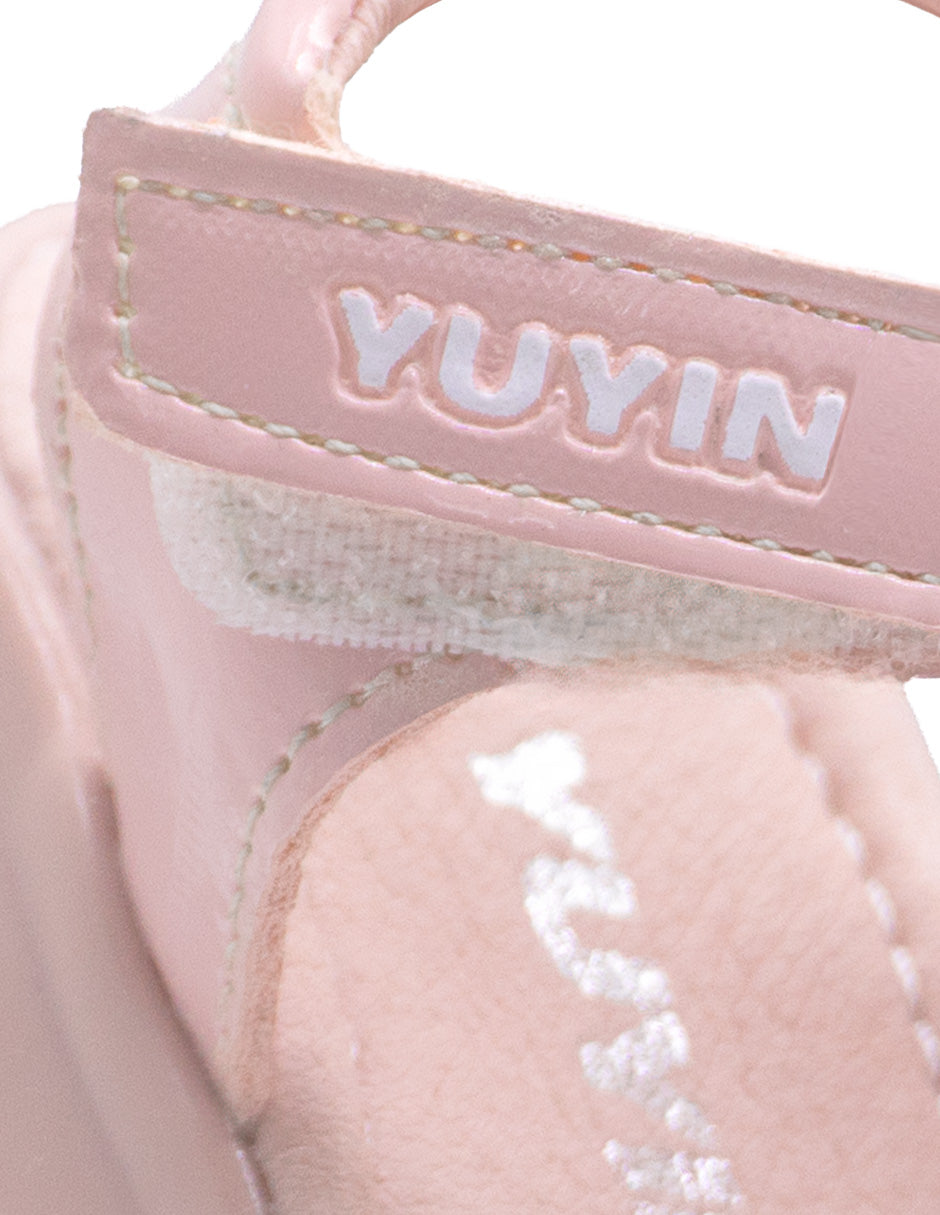 Sandalia Casual Niña Charol Rosa Pastel Yuyin