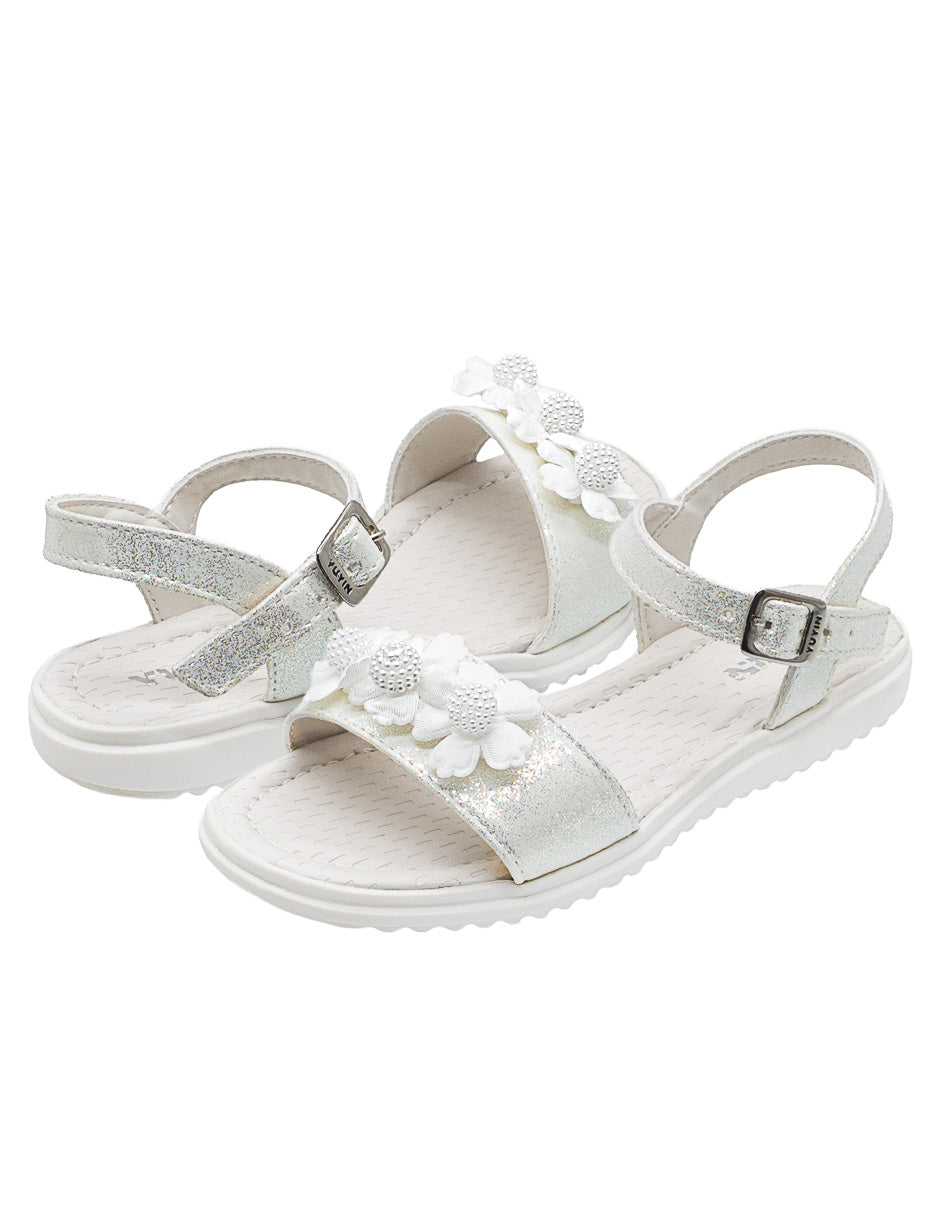 Sandalia Niña Blanco Glitter Yuyin